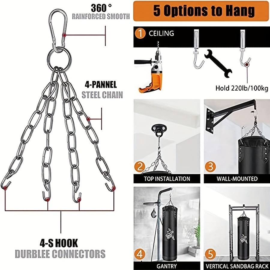 Kick Boxing Set with Ceiling Hook Steel Chain – Perfect for Home Gym Training