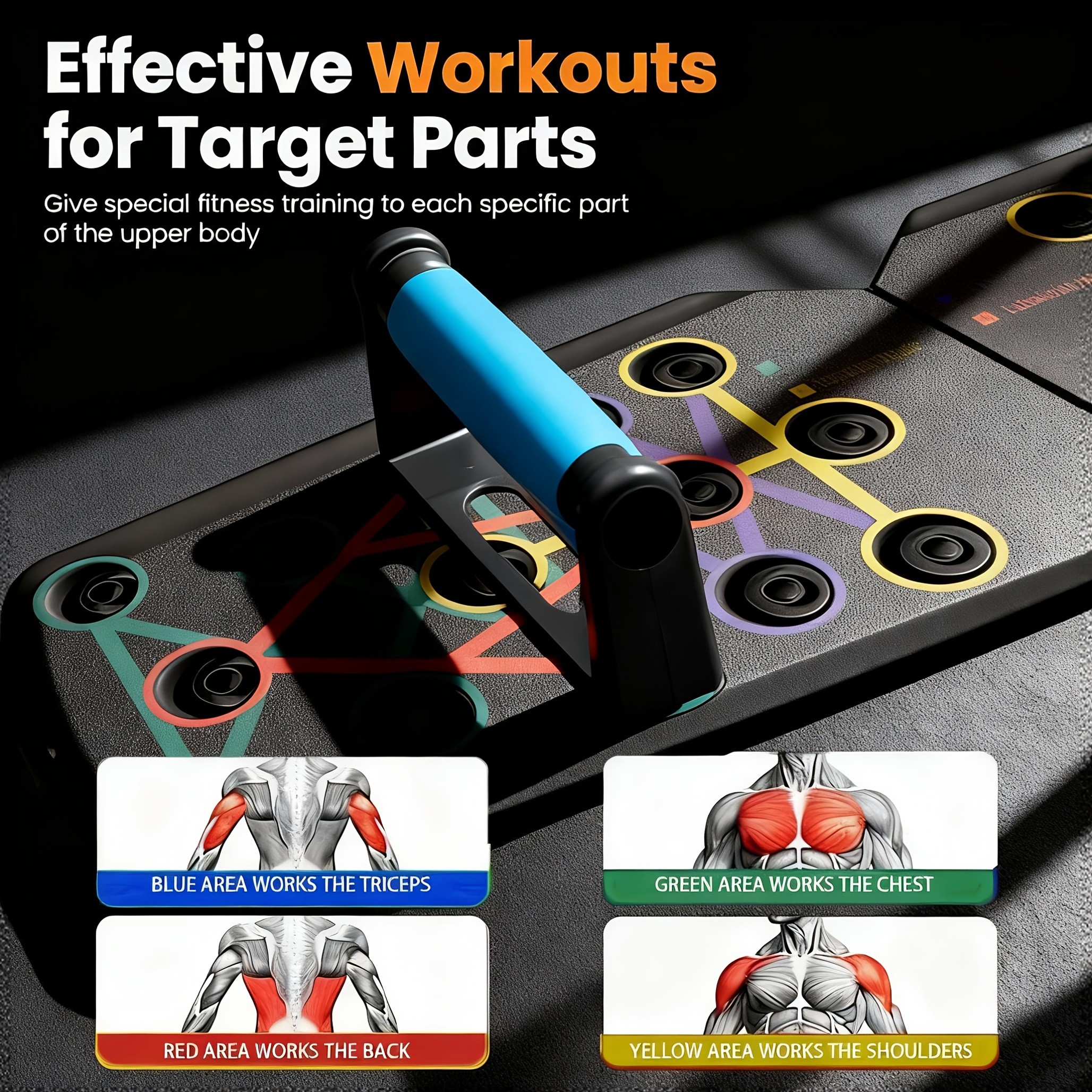 Color-Coded Push Up Board with Handles – Transform Your Home Gym Workouts
