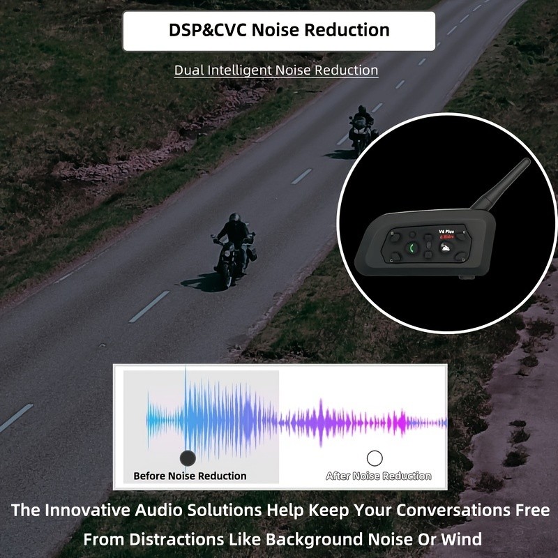 6-Rider V6 Plus Motorcycle Helmet Wireless Intercom Headset