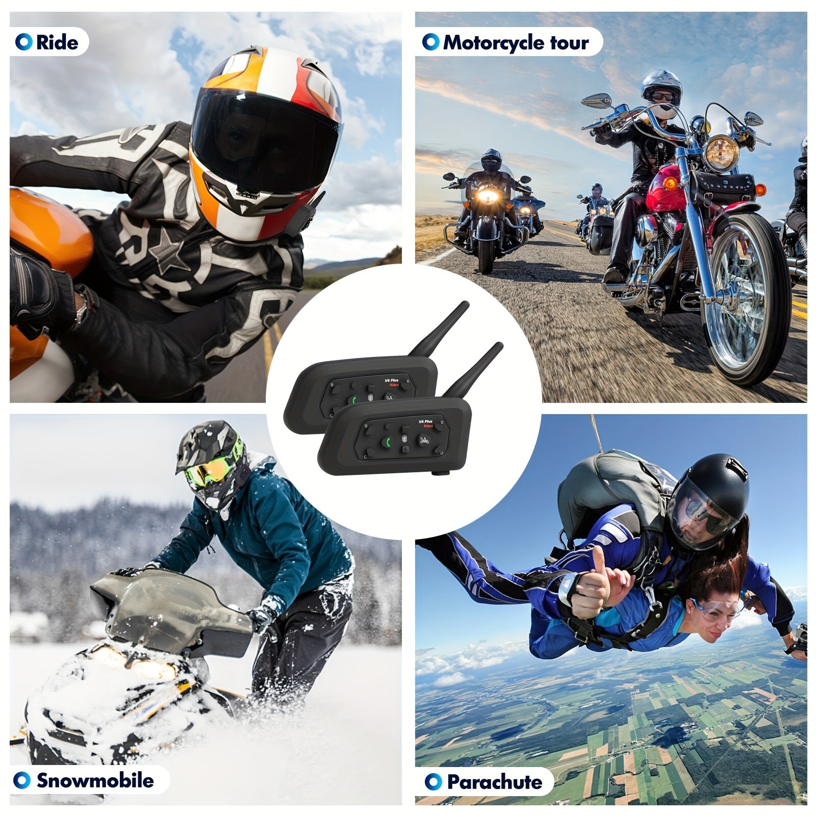 6-Rider V6 Plus Motorcycle Helmet Wireless Intercom Headset