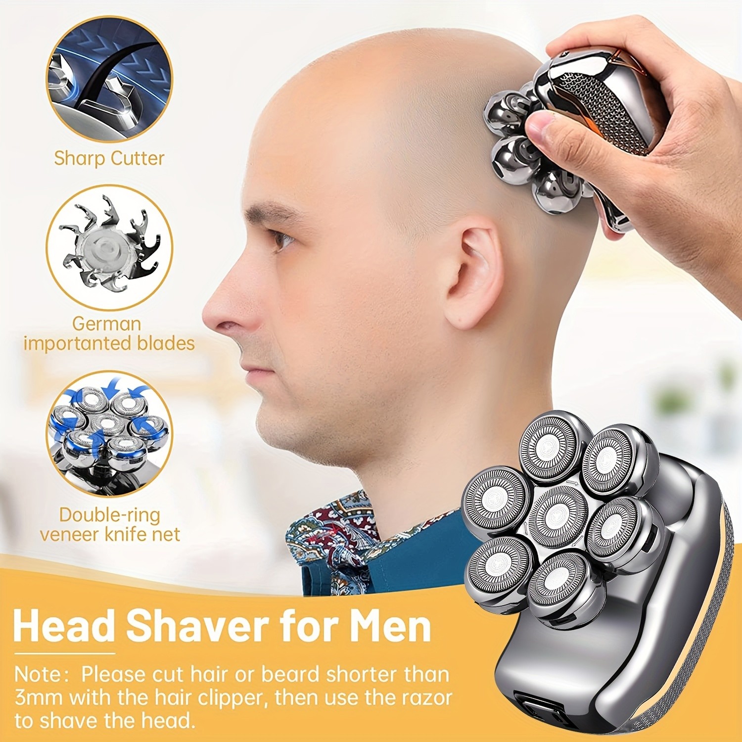 Men’s Electronic Head Shaver Razor: 6-in-1 Rechargeable Grooming Kit for Bald Heads, Beards, and Body Hair