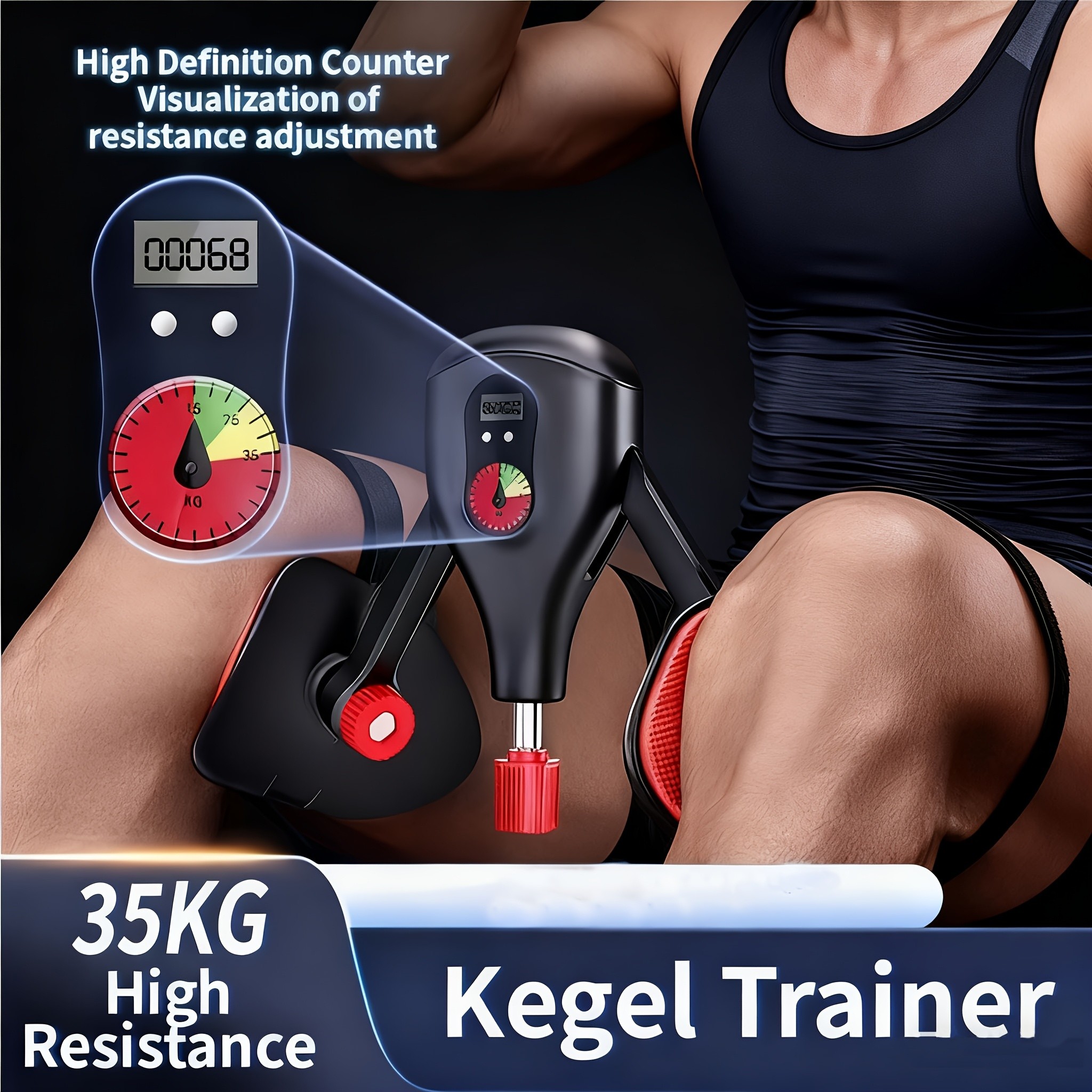Adjustable Kegel Exerciser with Digital Counter: 360° Rotating Resistance Bands for Pelvic Floor & Core Strength