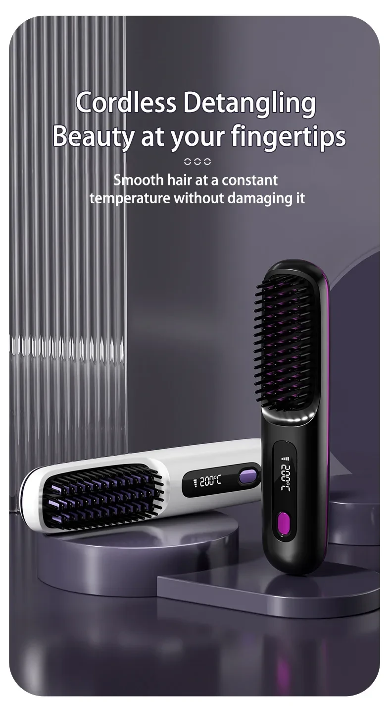 Cordless Hair Straightener Brush – Effortless Styling on the Go