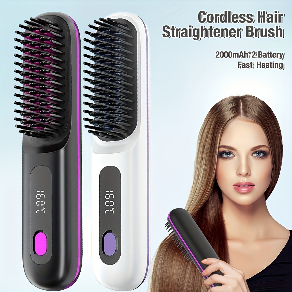 Cordless Hair Straightener Brush – Effortless Styling on the Go