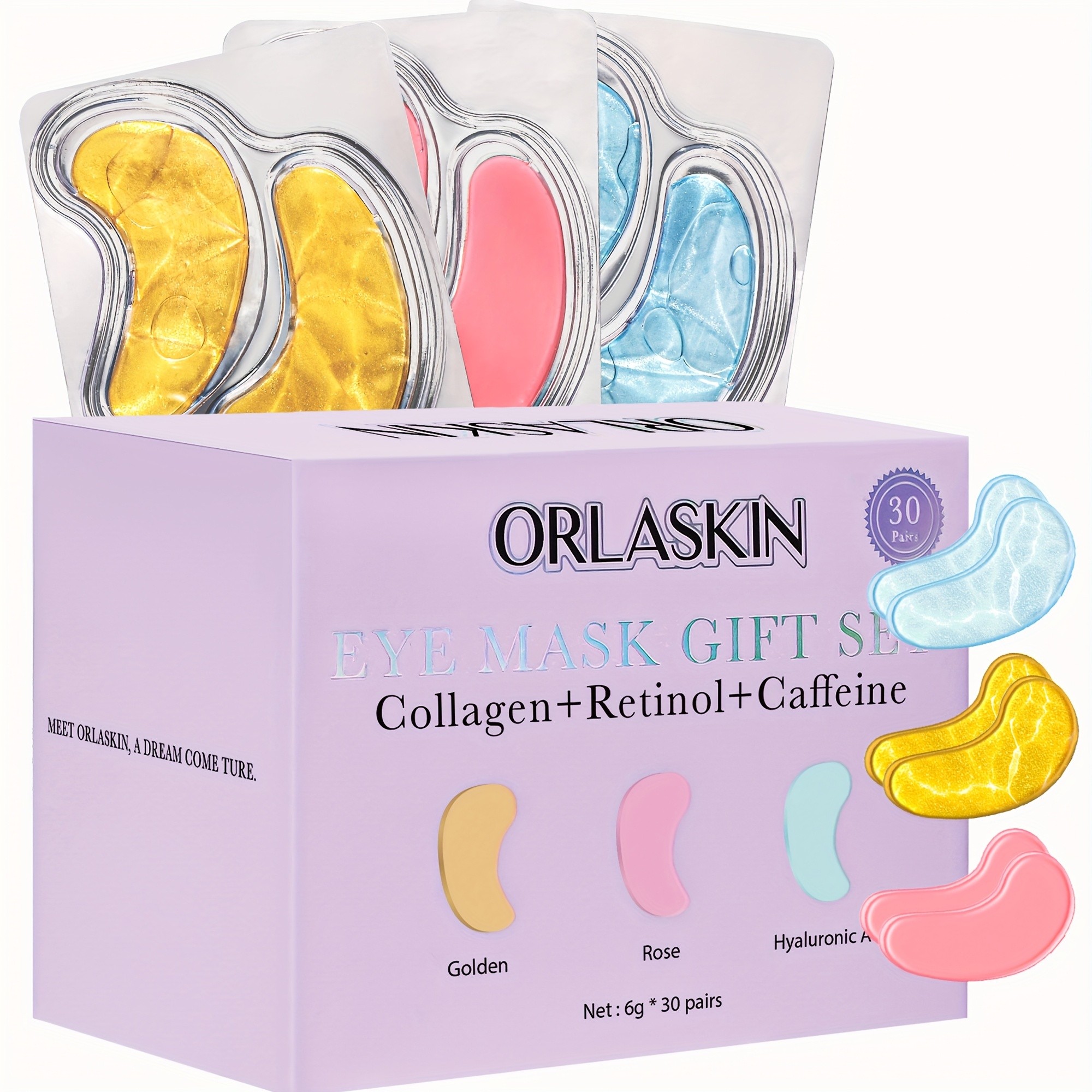 60pcs Orlaskin Eye Mask Gift Set – Rejuvenate Your Eyes with Collagen, Retinol, and Caffeine