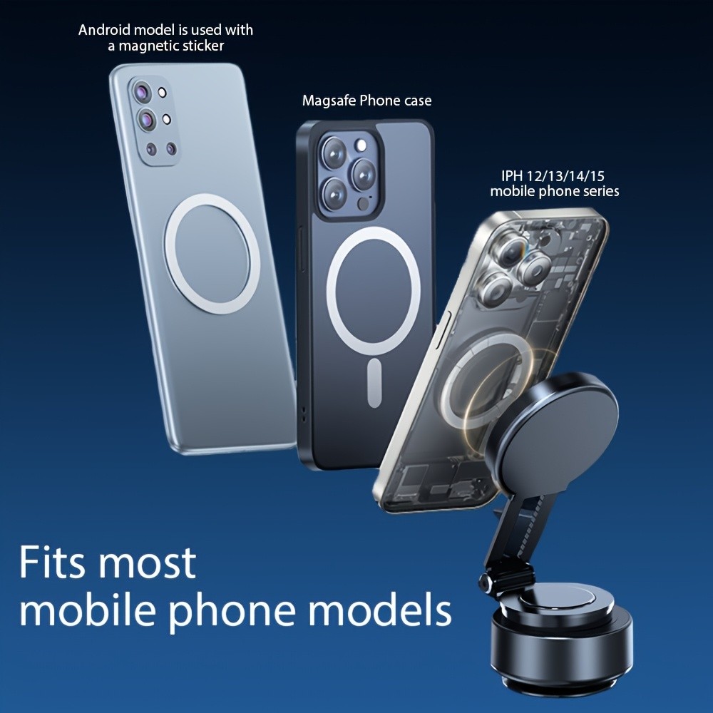 Upgraded Magnetic Suction Mobile Phone Holder for Car – 360° Rotation, Retractable, Strong Suction and High Stability