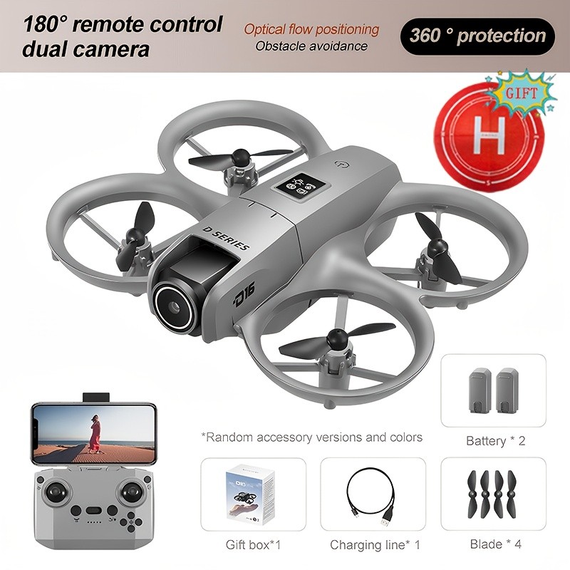 2025 New D16 Remote Control Mini Drone – Dual Cameras, Obstacle Avoidance, and Stunt Flip for Endless Fun