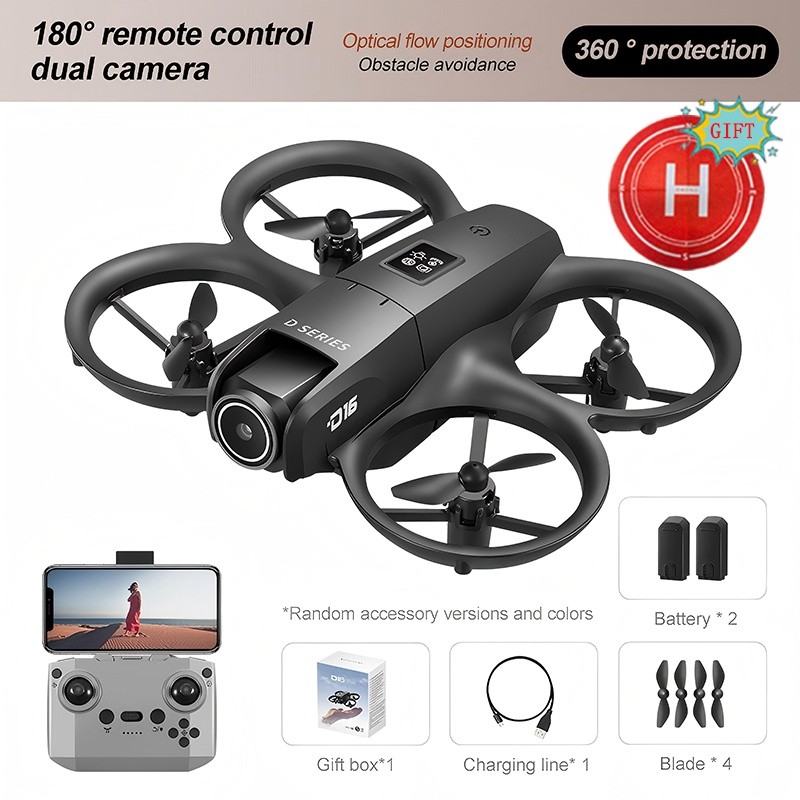 2025 New D16 Remote Control Mini Drone – Dual Cameras, Obstacle Avoidance, and Stunt Flip for Endless Fun