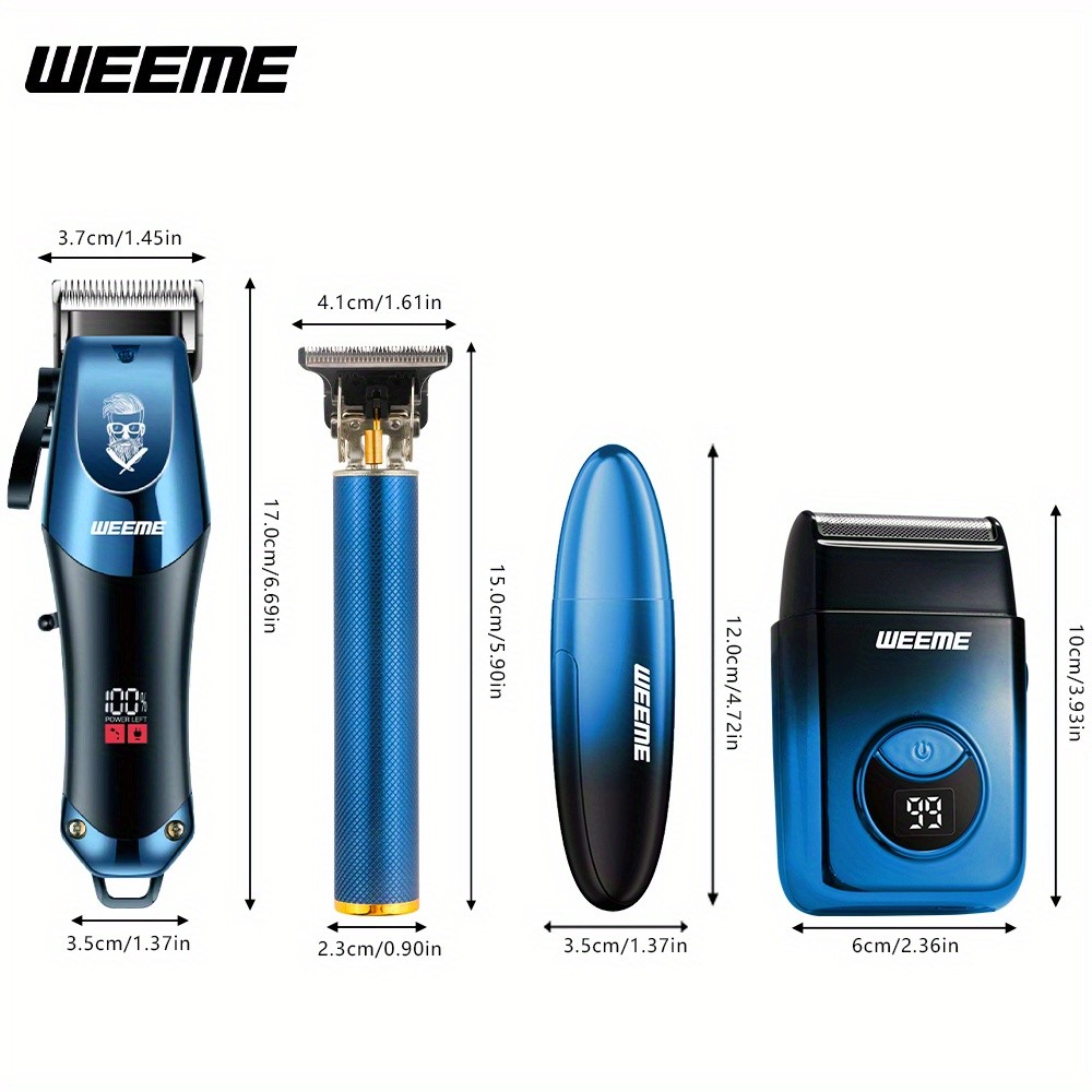 4pcs Set Men's Electric Hair Trimmer | Nose Hair Trimmer and Shaving Kit, Wireless USB Charging, Lithium Battery, Professional Grooming Tool, Gradient Design, Ideal Gift for Men