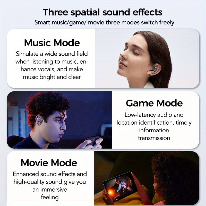 HTC NE11 Wireless Sports Earphones with LCD Smart Screen, Various Sound Effects, AI Intelligent Real-Time Translation, Wireless 6.0 Low Latency, Perfect for Gaming and Calls – Ear Hooks Never Fall Off, Comfortable and Stable Wearing, Suitable for Active L