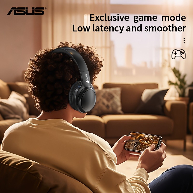 ASUS Wireless Over-Ear Headphones, ANC Active Noise Cancellation, Immersive Sound, Adjustable Foldable Design, Comfortable Fit for All Ear Shapes, Built-in Microphone, Ideal for Gamers and Movie/Music Enthusiasts