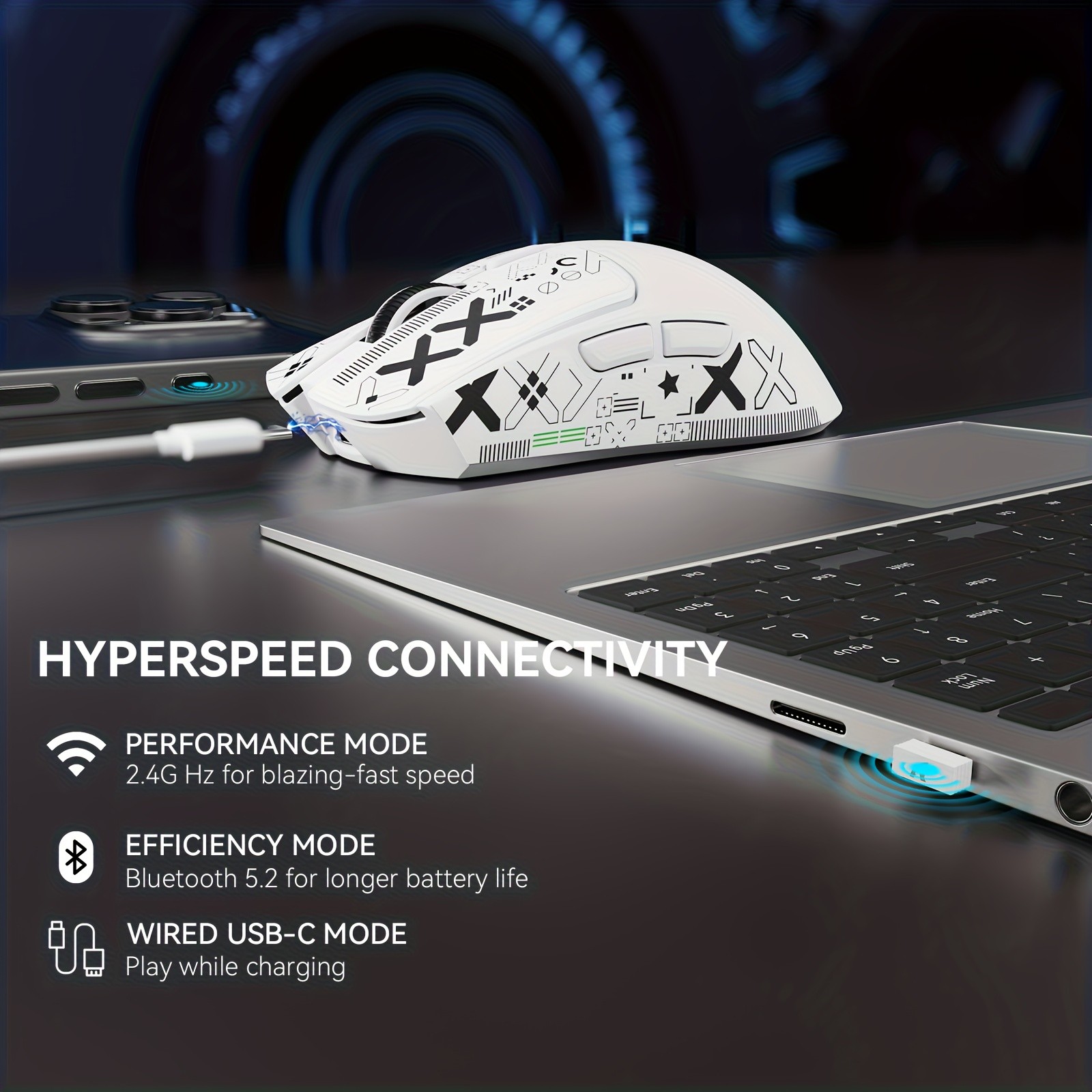 ATTACK SHARK X11 Gaming Mouse Compatible for Xbox/PS/Win11 with Magnetic Charging Dock, BT/2.4G/Wired Wireless Mouse, PixArt PAW3311 Sensor, 22000 DPI, Compatible with PS, Mac, PC, Office & Gaming (White)