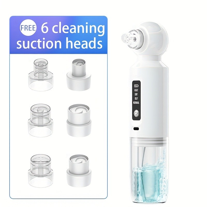Electric Pore Vacuum Cleaner with 6 Suction Heads – Deep Cleansing and Skin Care
