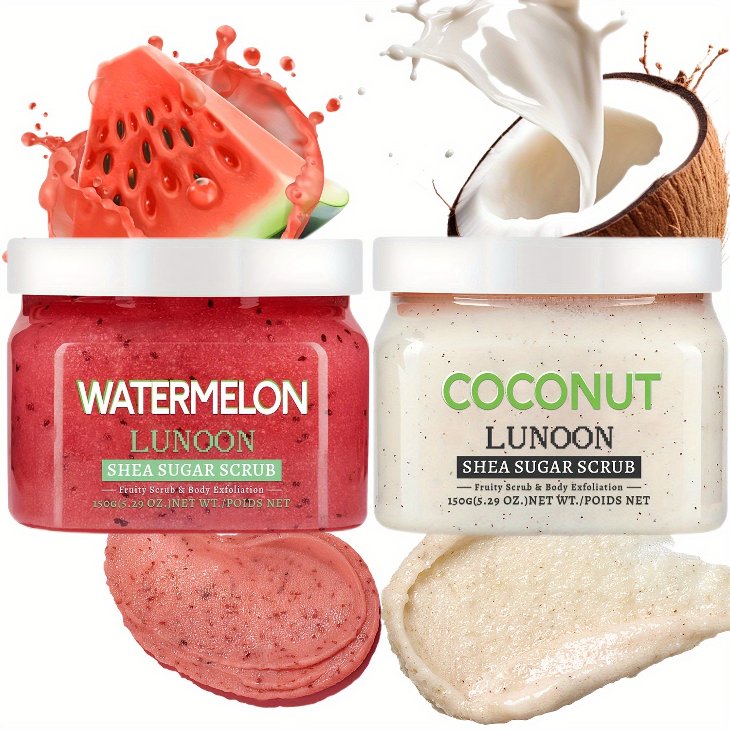 LUNOON Shea Sugar Body Scrub – Watermelon & Coconut Exfoliating Scrub