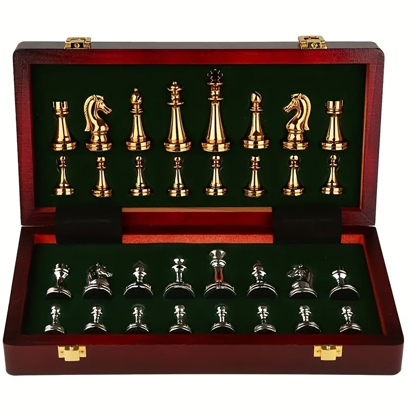 Luxury Metal Chess Set with Wooden Storage Case – Elegant, Timeless, and Built to Last