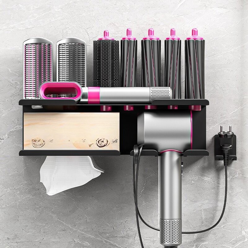 Hair Styling Tool Shelf Organizer – Wall-Mounted Storage for Dryer & Brushes