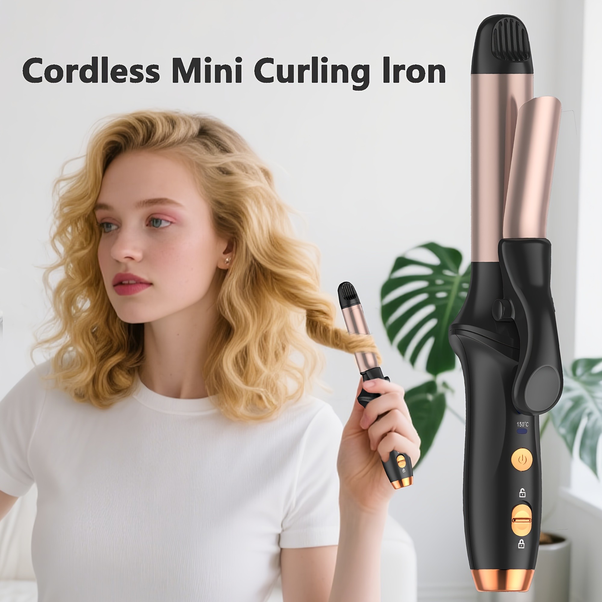Cordless Curling Iron – Type-C Rechargeable Hair Curler with Smart Temperature Indicator
