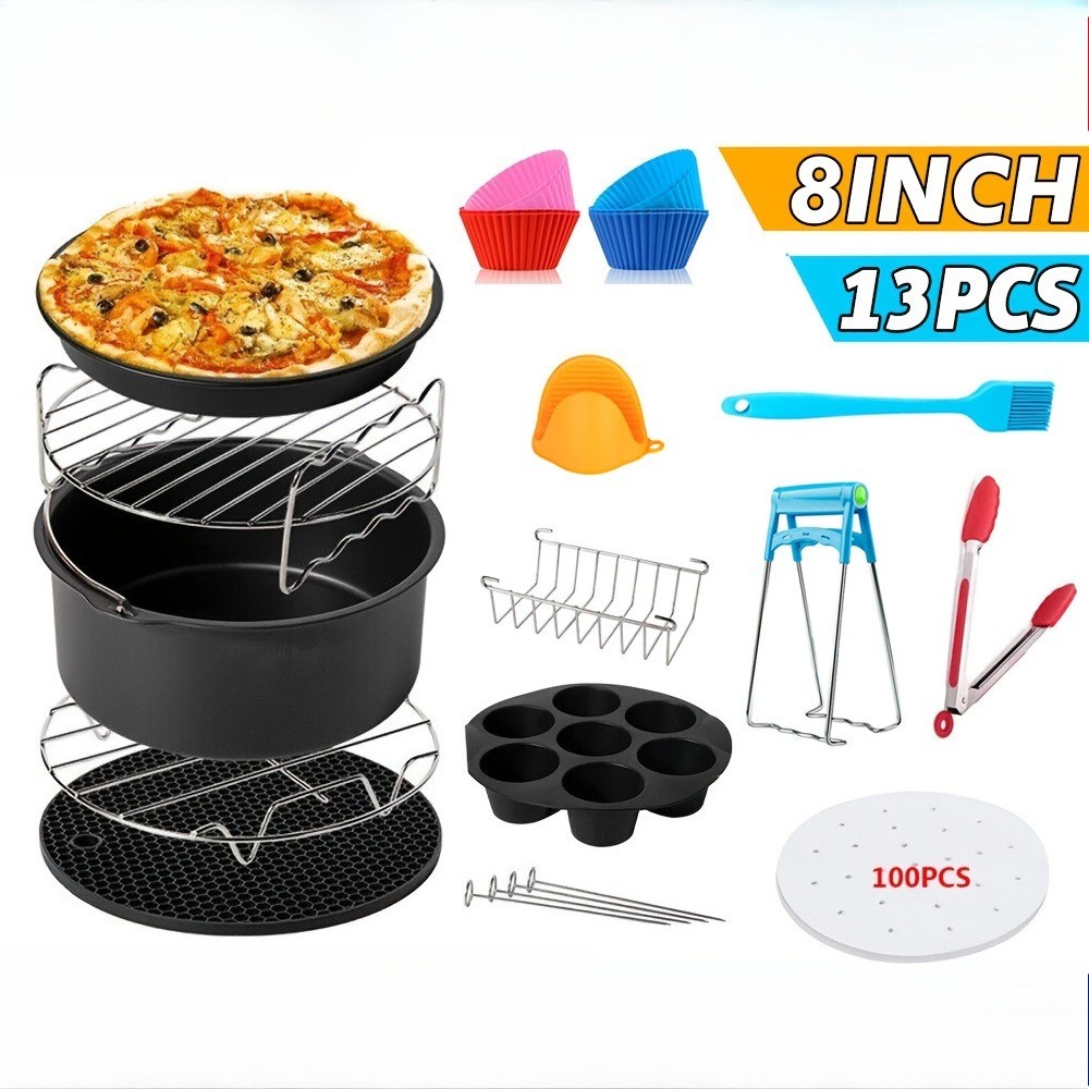 Air Fryer Accessories Set (8 Inch, 13 Pieces) – One Set, Endless Cooking Possibilities