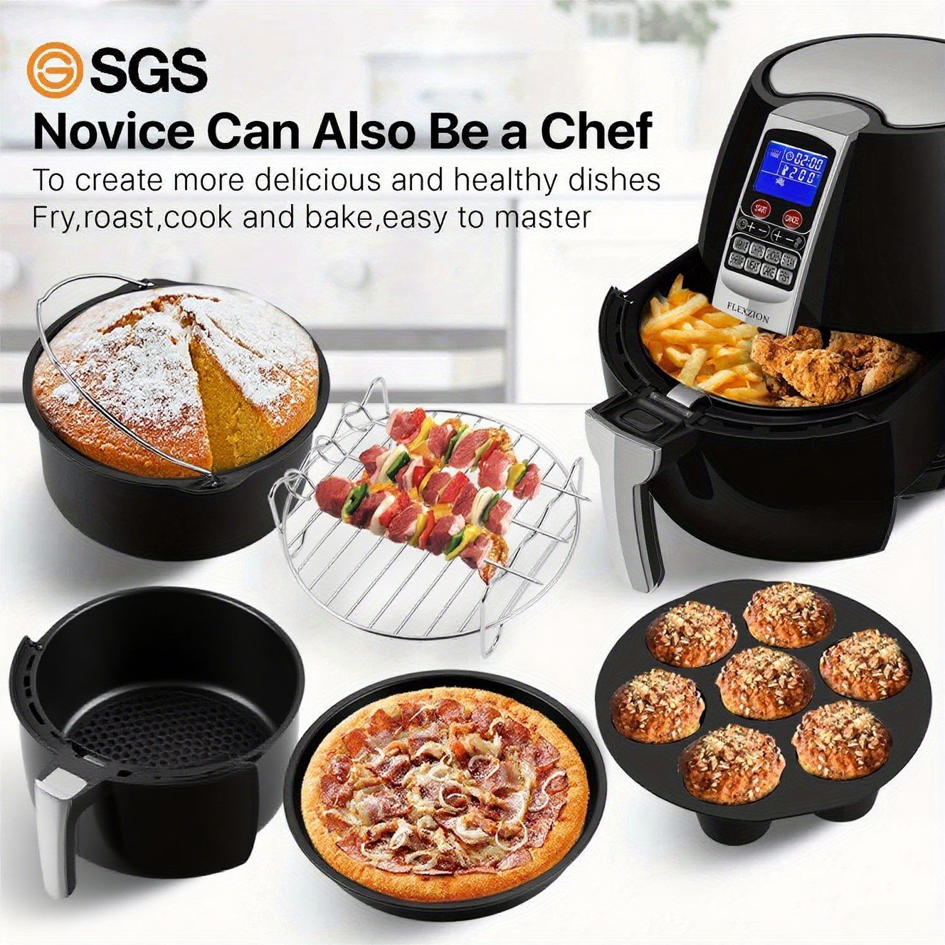 Air Fryer Accessories Set (8 Inch, 13 Pieces) – Master Every Meal with One Complete Kit