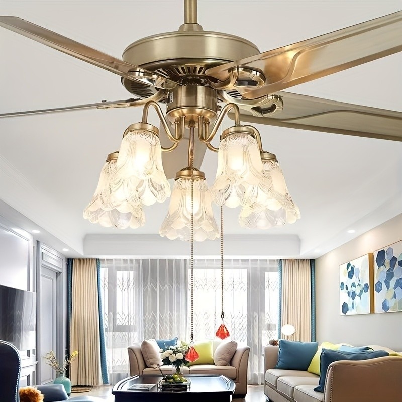 Ceiling Fan with Decorative Glass Light – Classic Comfort with Elegant Illumination