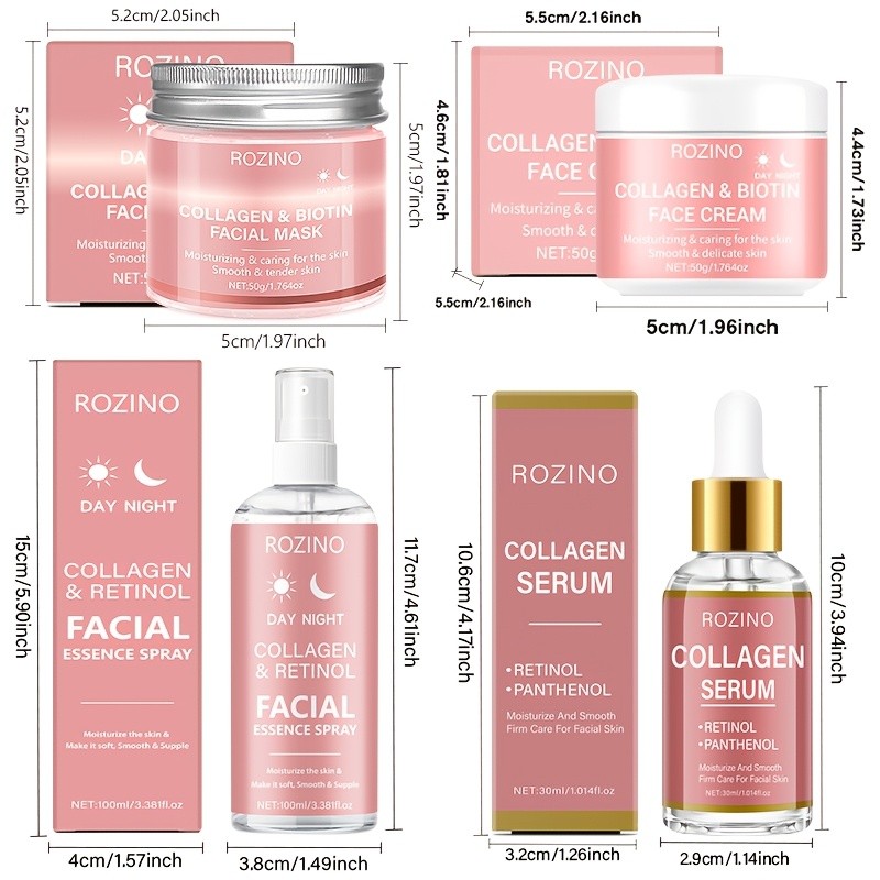 ROZINO Collagen & Retinol Skincare Set – Complete Care for Smooth, Radiant Skin