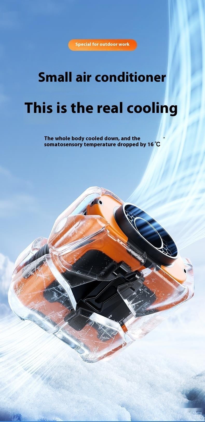 3-in-1 Waist Fan with Flashlight & Powerbank