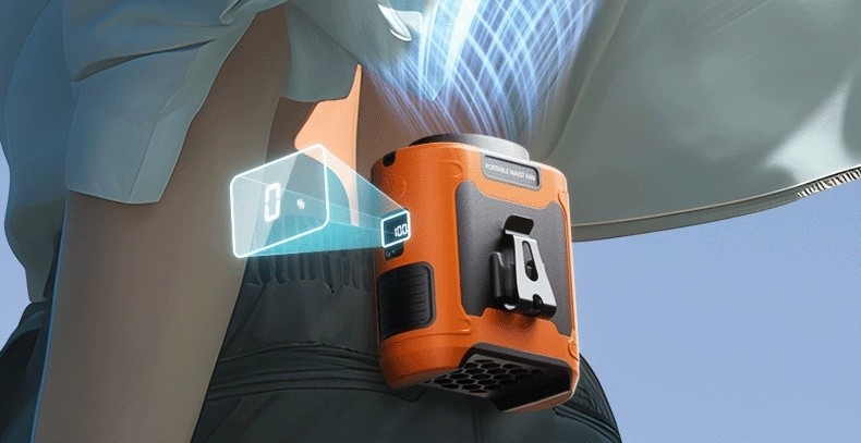 3-in-1 Waist Fan with Flashlight & Powerbank