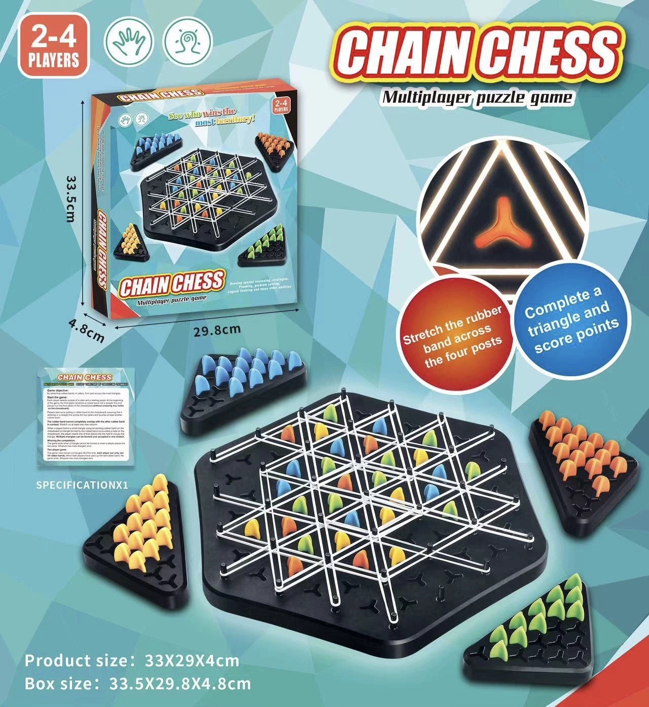Triangle Chain Strategy Board Game