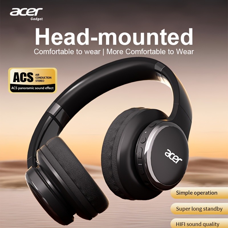 Acer Head-Mounted Wireless Headphones — Comfortable Fit with HiFi Sound Quality