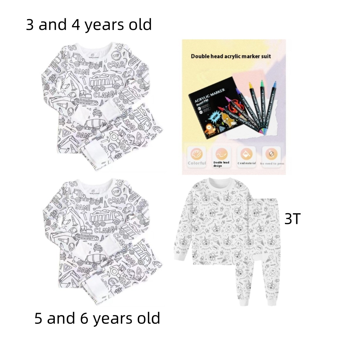 Kids Coloring Pajamas with Markers