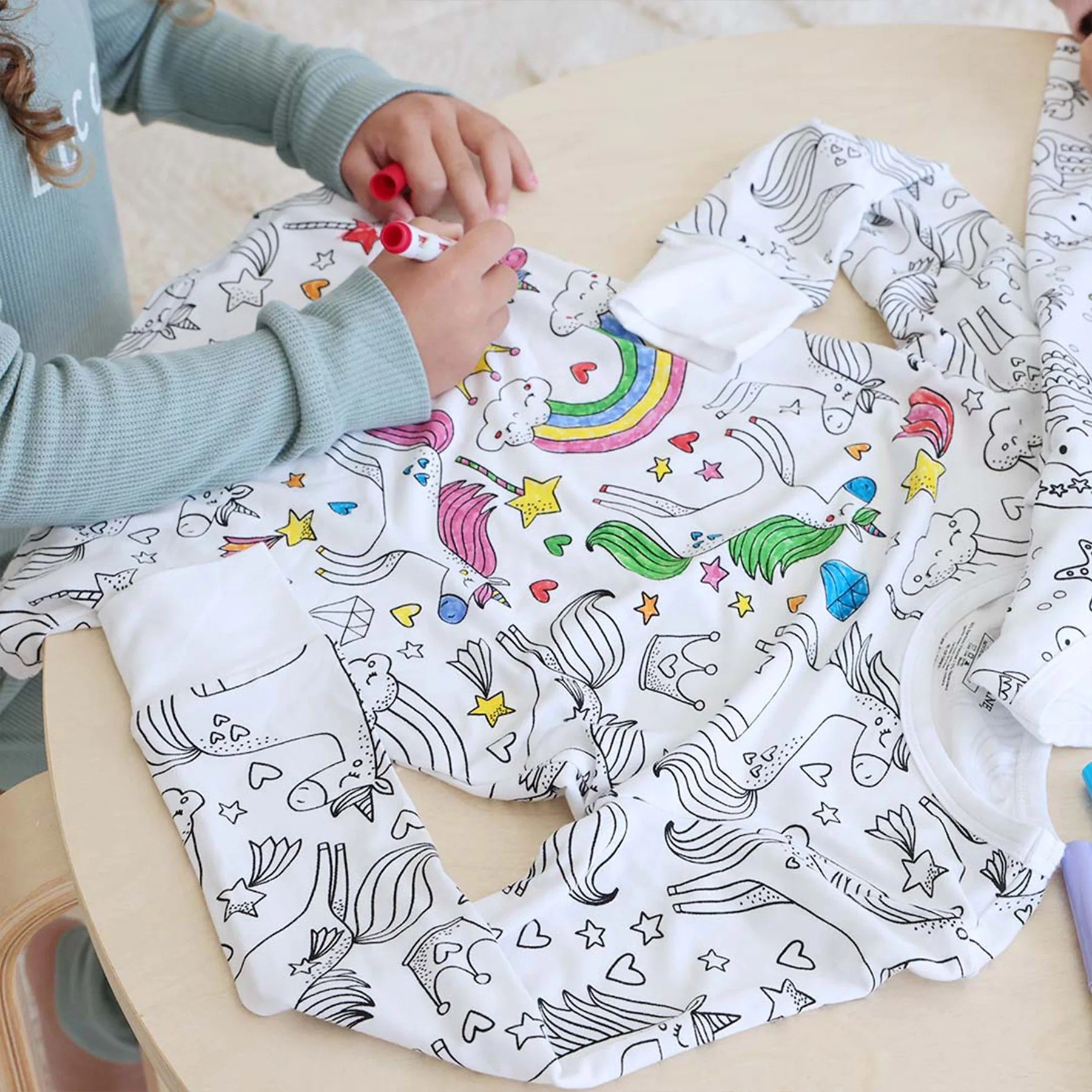 Kids Coloring Pajamas with Markers
