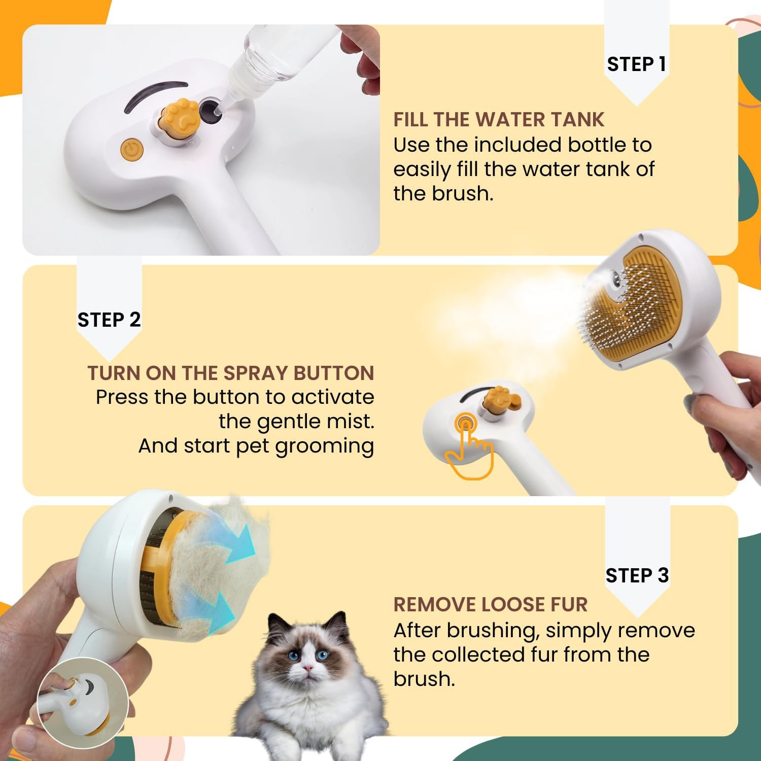 Pet Brush With Steam Function