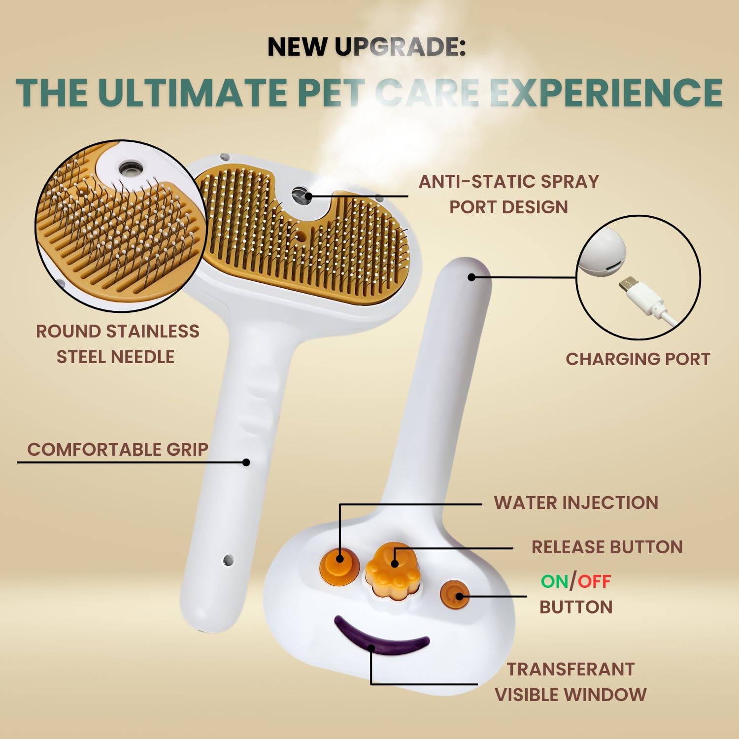 Pet Brush With Steam Function