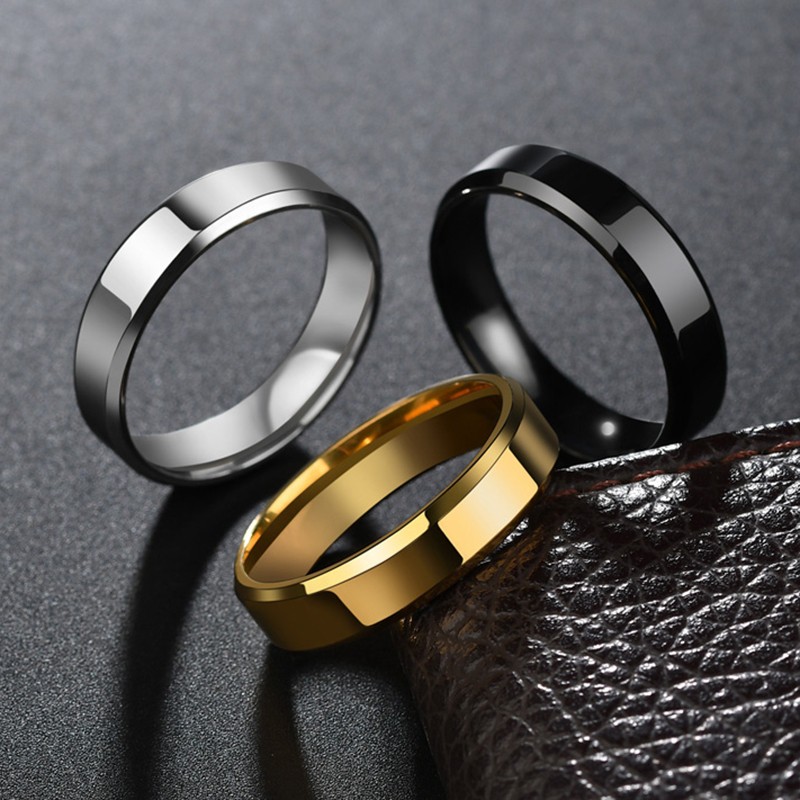 Gold-Tone Stainless Steel Wedding Band Ring