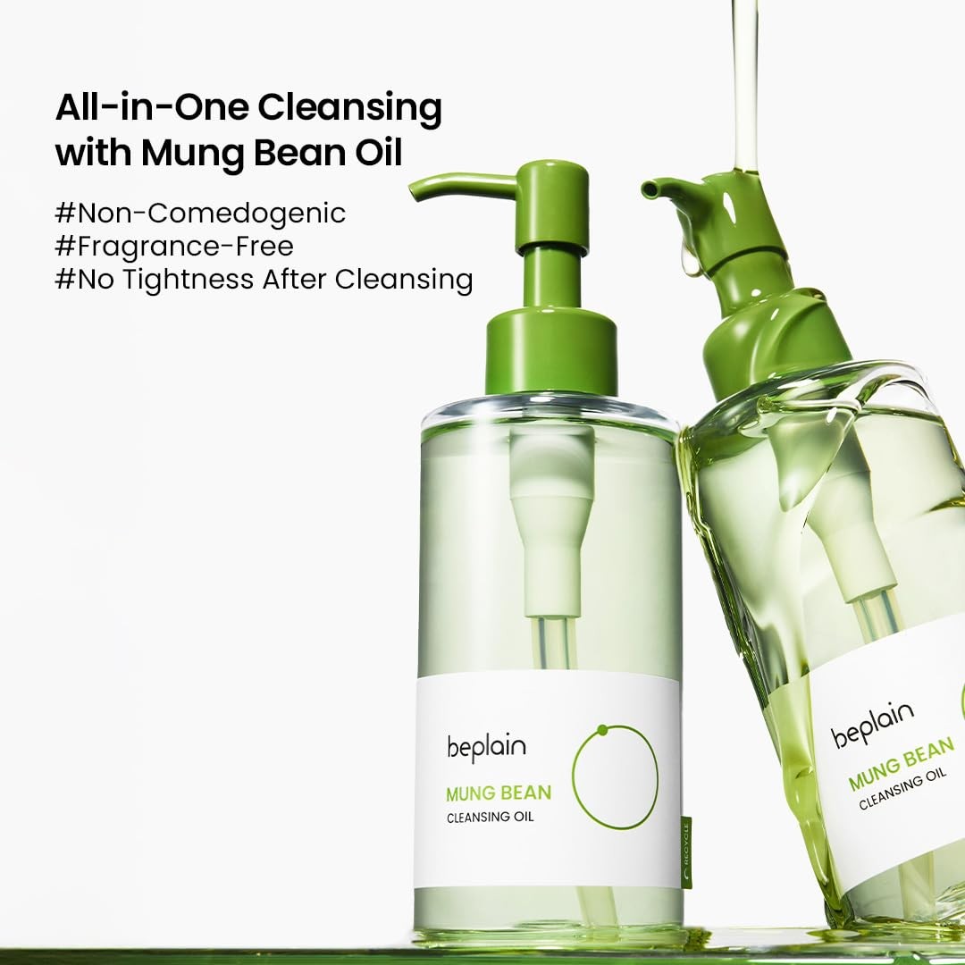 2 pcs beplain Mung Bean Cleansing Oil — All-in-One, Fragrance-Free, Non-Comedogenic Oil Cleanser