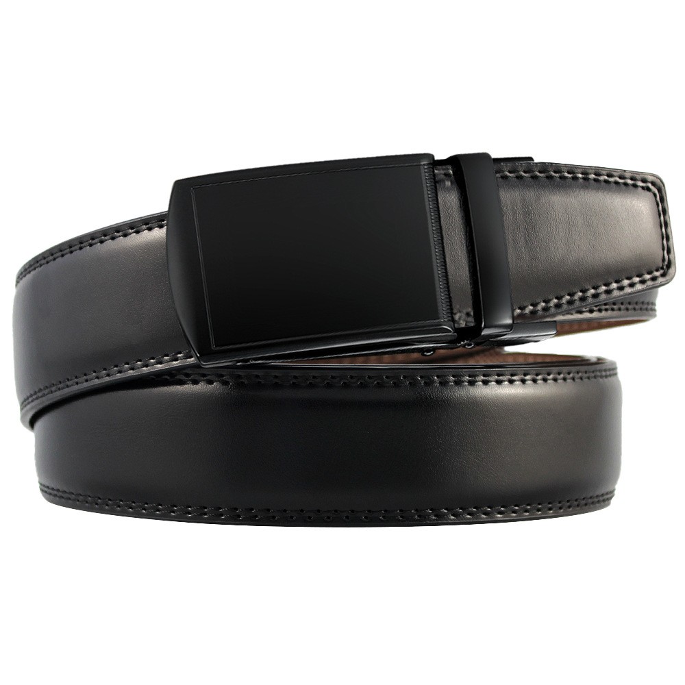 Leather Ratchet Belt with Adjustable Buckle