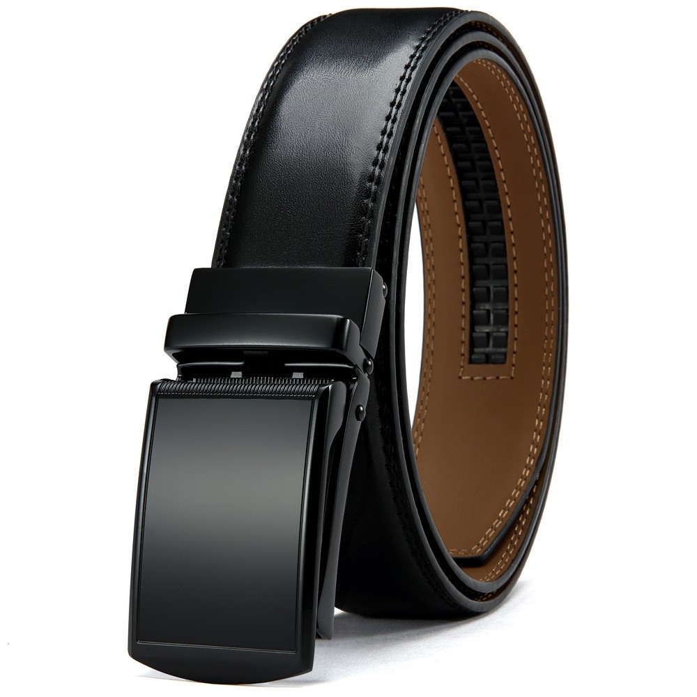 Leather Ratchet Belt with Adjustable Buckle