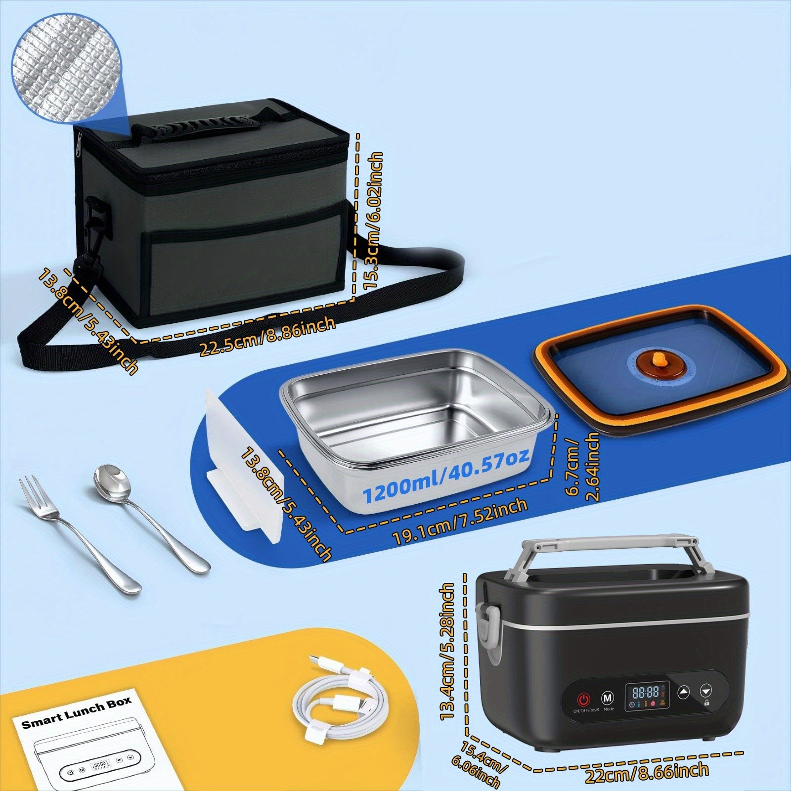 1.2L Cordless Lunch Box with 12000mAh Battery