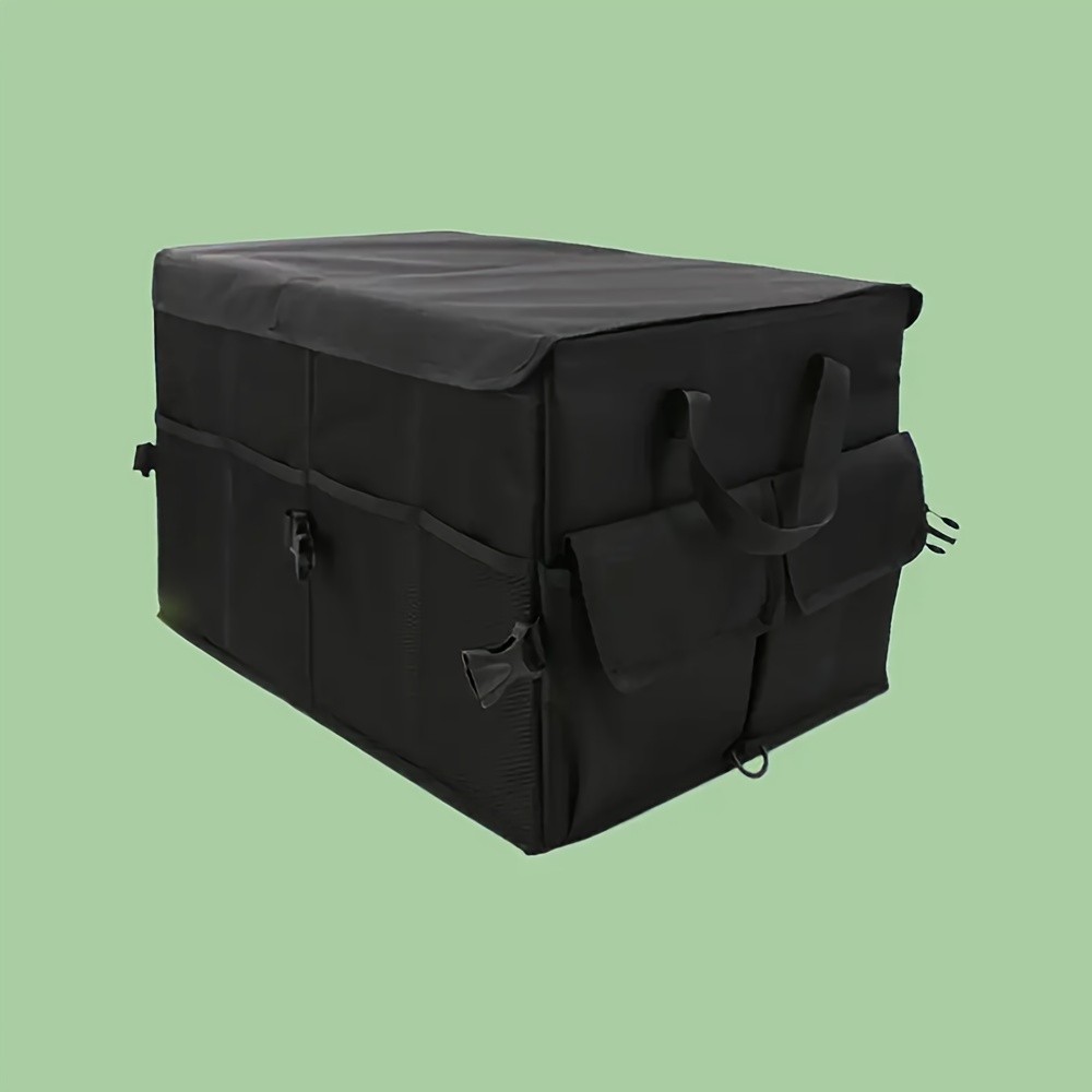 60L Heavy-Duty Foldable Car Trunk Organizer with Lid and Dividers