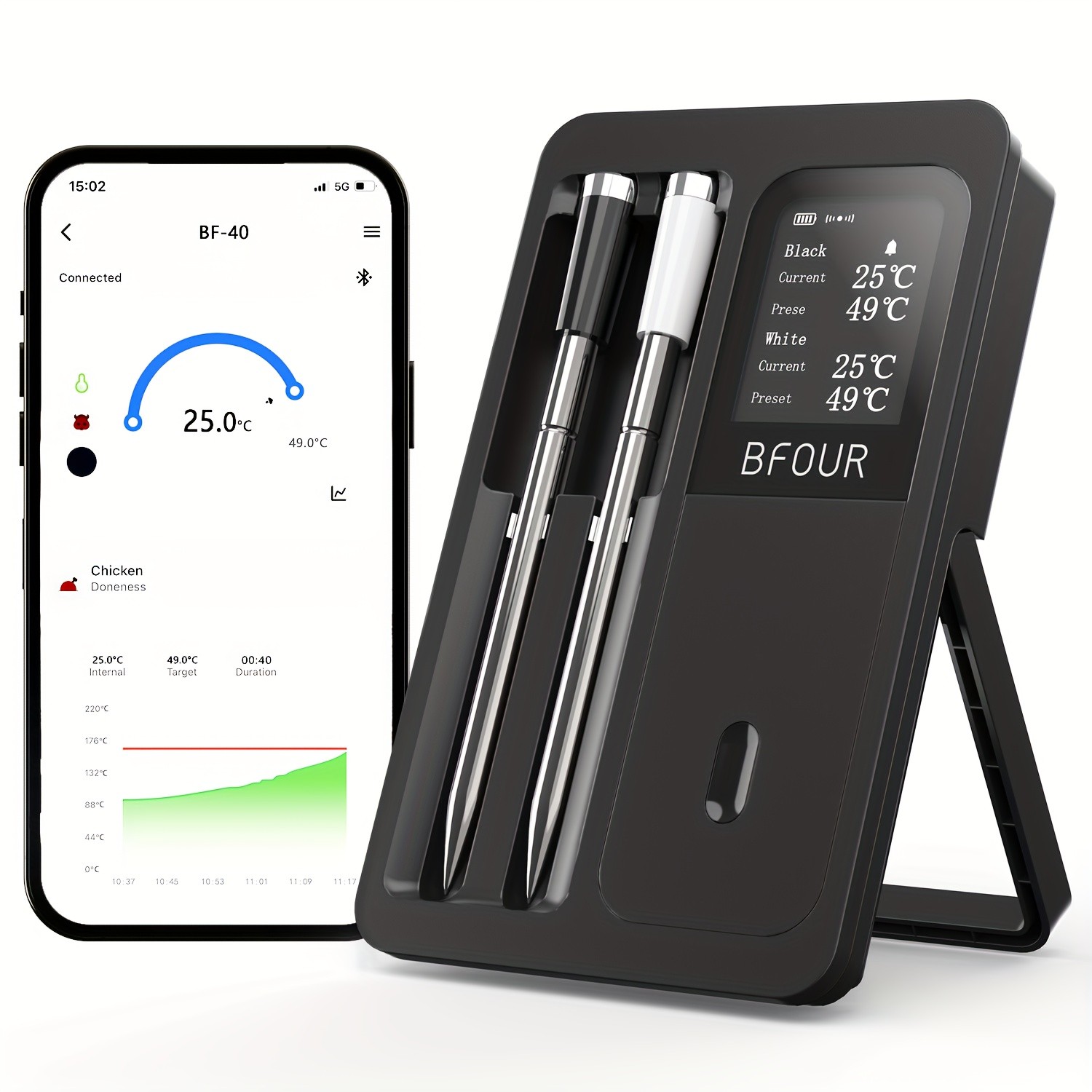 Wireless 2-Prong Meat Thermometer with Two Probes