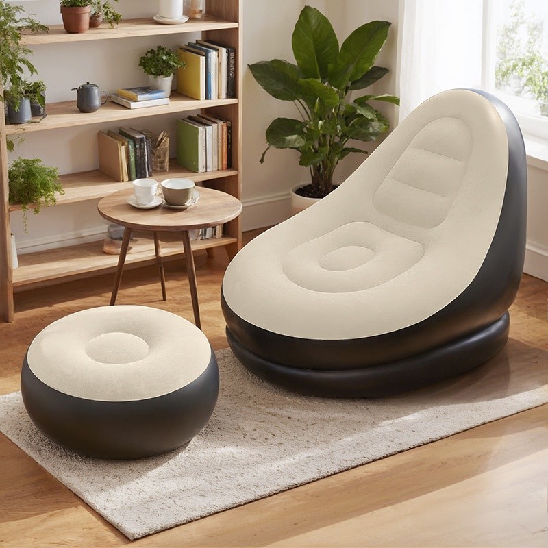 Inflatable Lounge Chair and Footstool Two-Piece Set