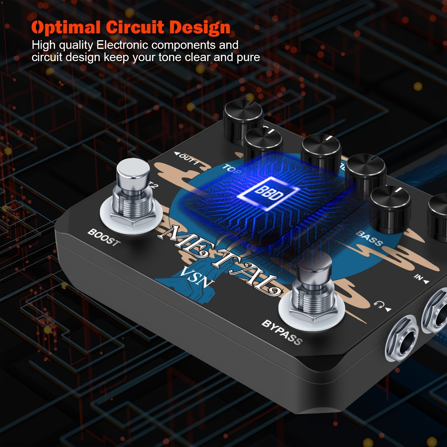 Amuzik Heavy Metal Distortion Guitar Pedal