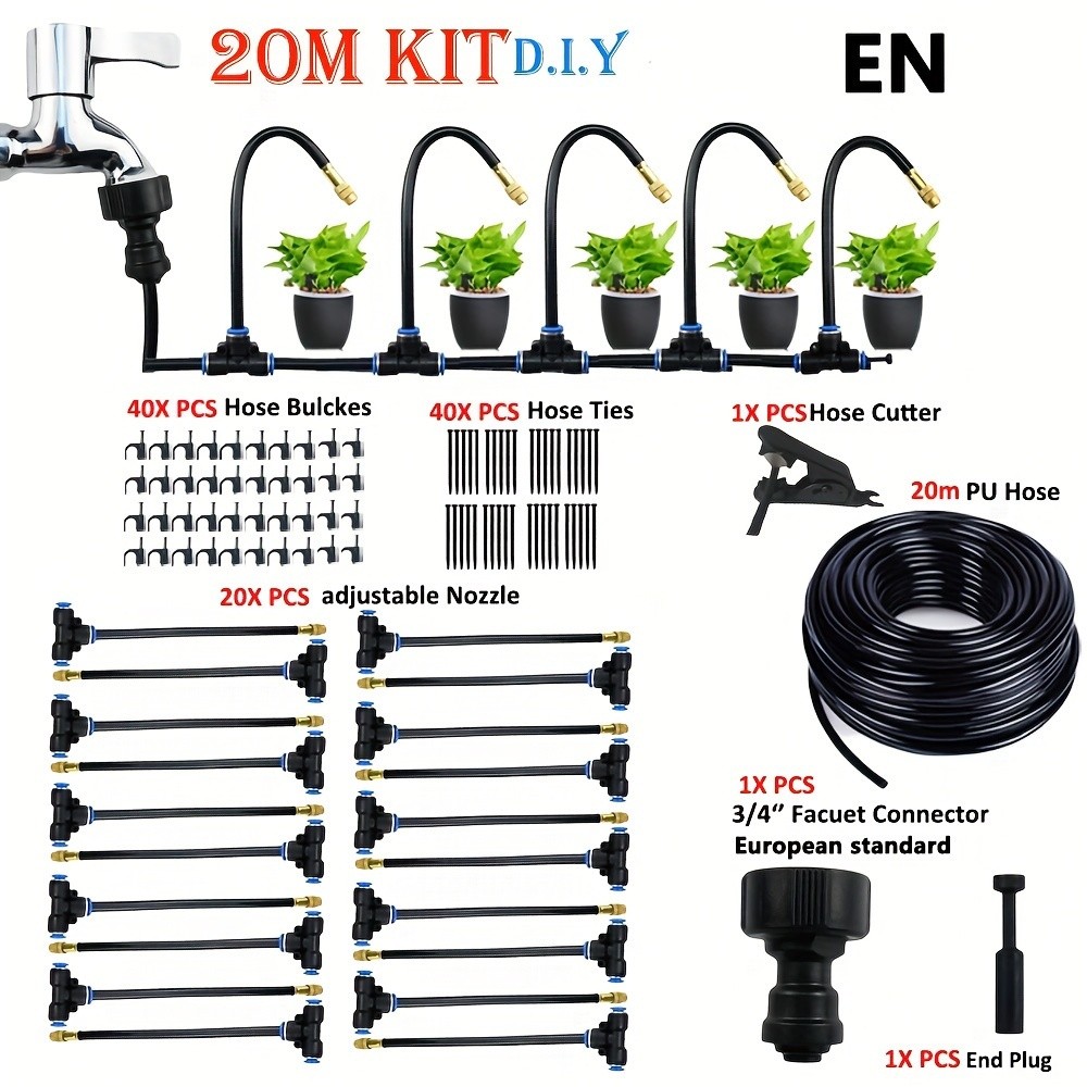 20m Micro Drip Irrigation Kit – Efficient, Power-Free Watering for Healthy Plants