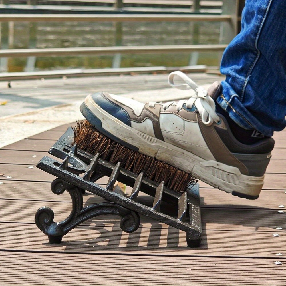 Heavy-Duty Vintage Cast Iron Boot Brush with Scraper