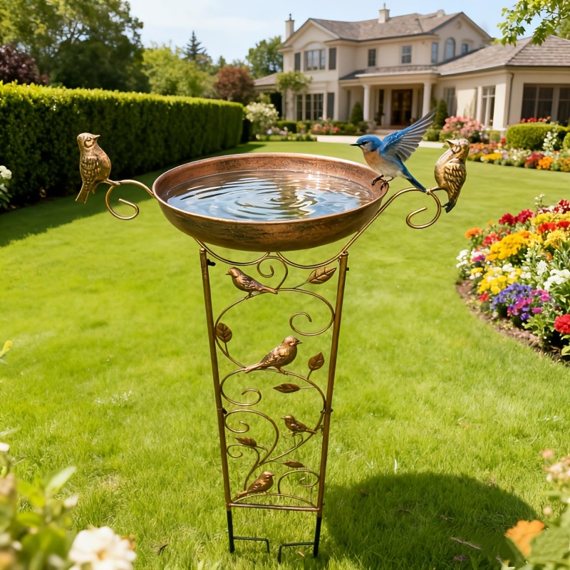 Outdoor Bird Bath with Flower Stand