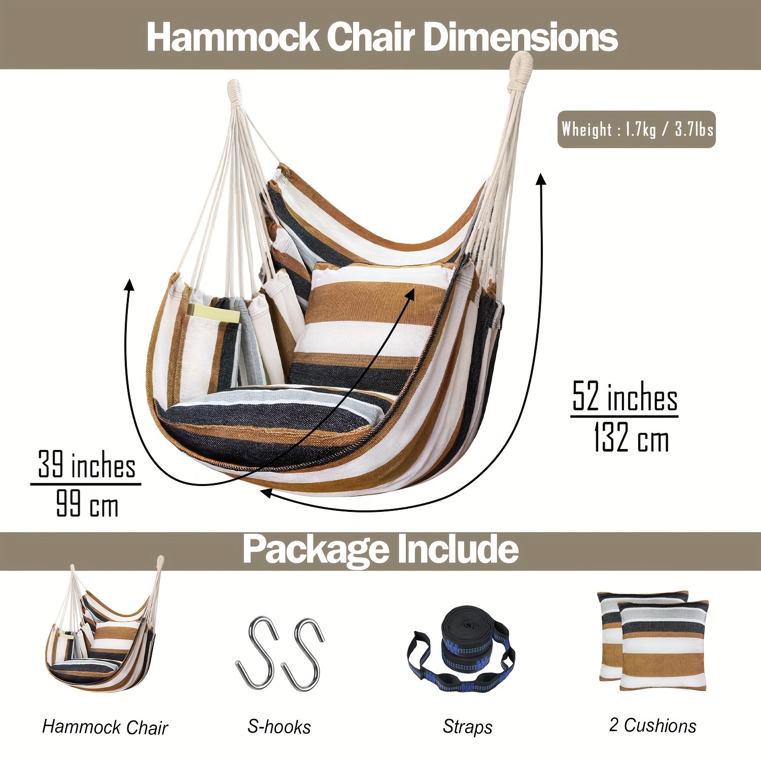 Hammock Chair Set – Complete Comfort System with Premium Straps & Cushions