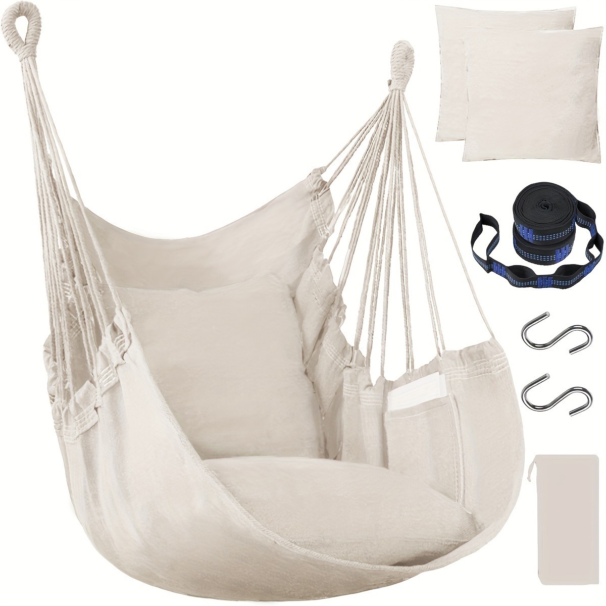 Hammock Chair Set – Complete Comfort System with Premium Straps & Cushions