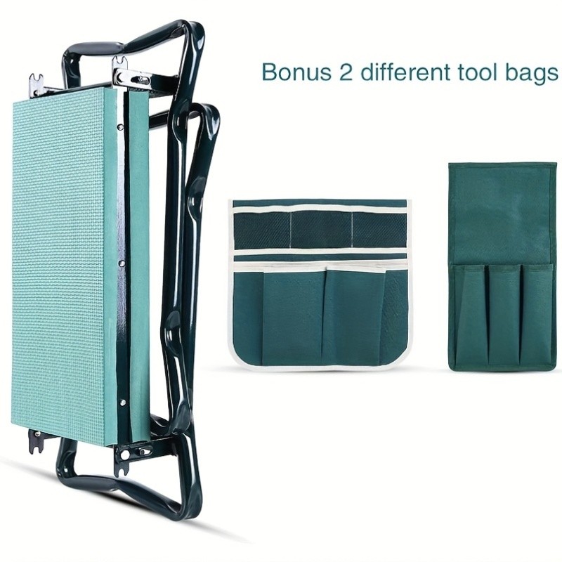 Garden Kneeler And Seat With 2 Tool Pouches Foldable Gardener Stool
