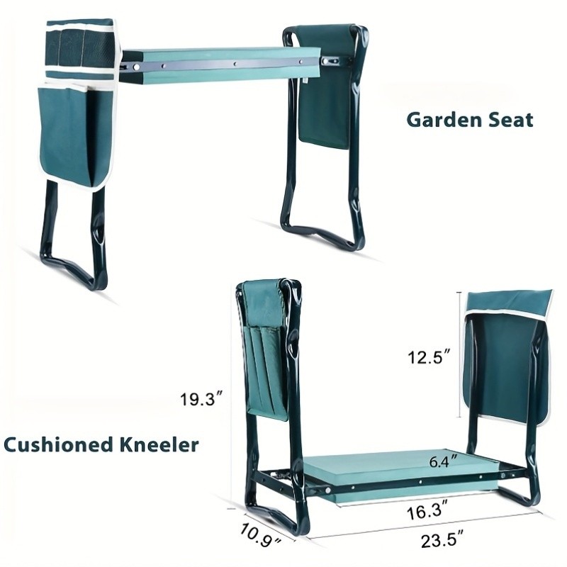 Garden Kneeler And Seat With 2 Tool Pouches Foldable Gardener Stool