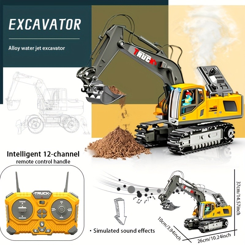 Boys' Remote-Controlled Excavator Toy – Big Build Fun. Real Construction Action.